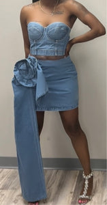 Concrete Rose- Denim Skirt