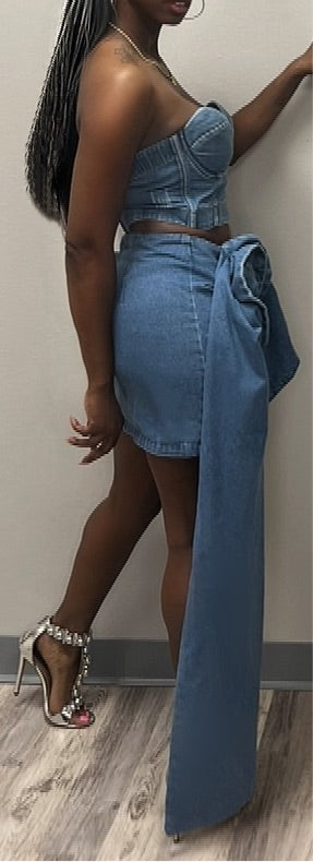 Concrete Rose- Denim Skirt